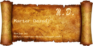 Marter Dezső névjegykártya